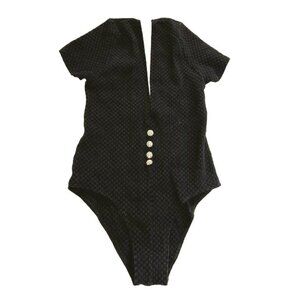 Leslie Amon Amanda Swarovski Crystal Embellished Swimsuit in Black
